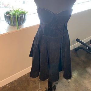 MinkPink black suede skater dress